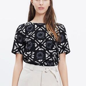 Madewell Black and White Geometric Women's Top